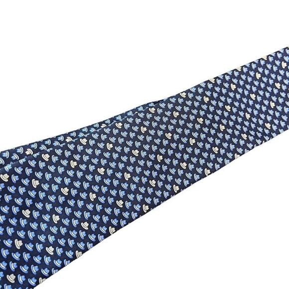 Jos A Bank Joseph 1905 Blue Fedora Hat Print Mens 100% Silk Necktie Neck Tie - Picture 11 of 15